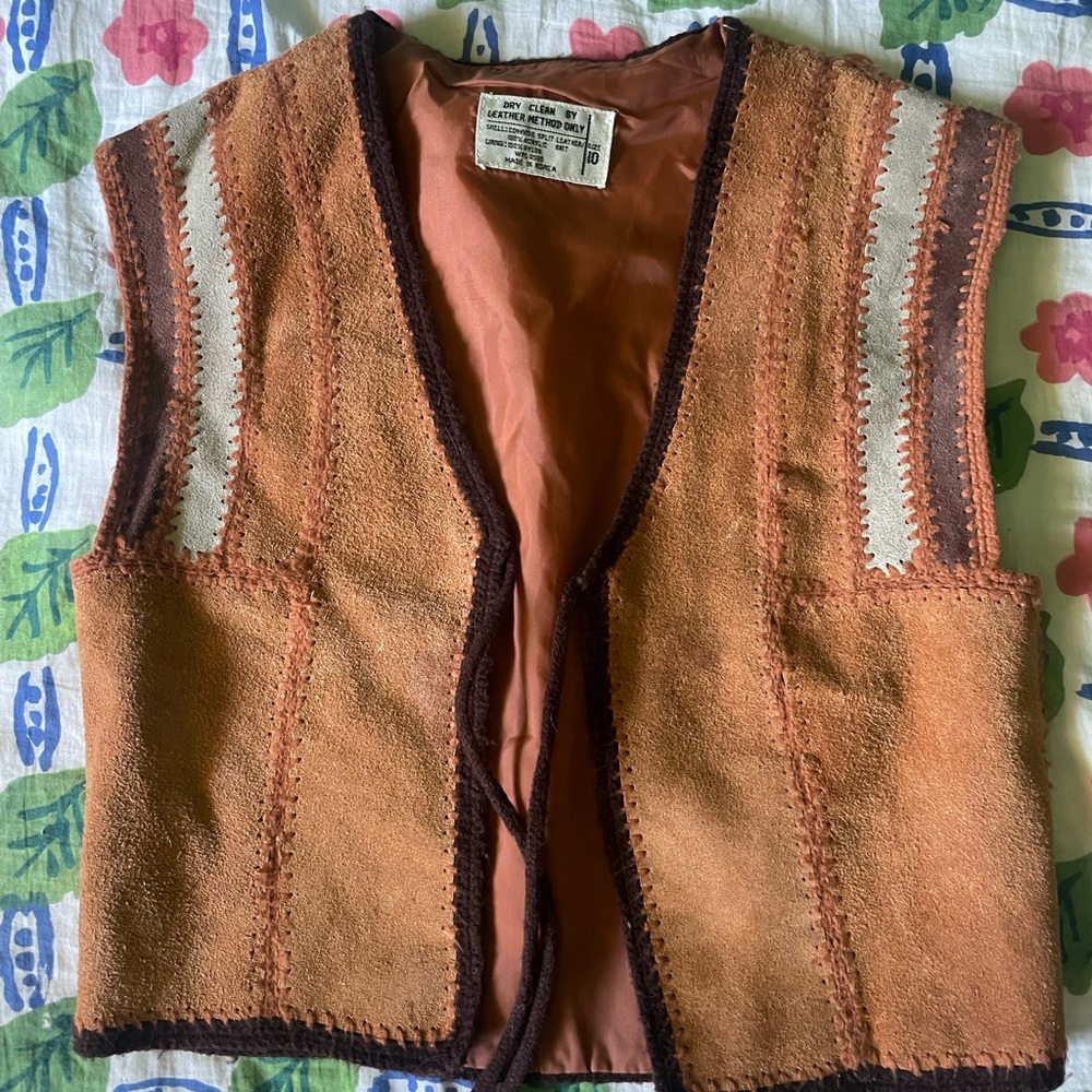Vintage Suede Vest with Embroidered Details